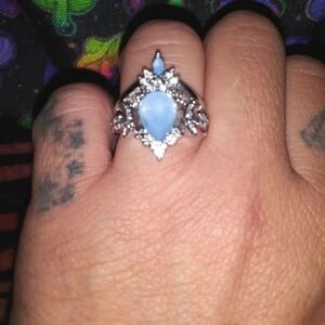 Exquisite moonstone diamond  ring sz 8